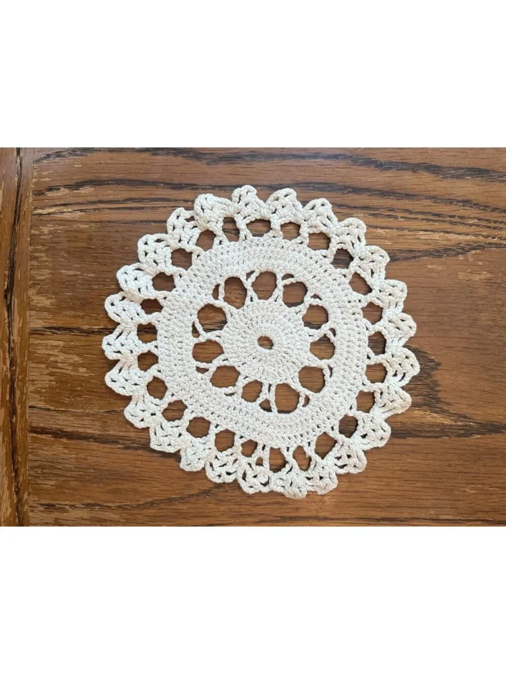 Handmade Vintage Crochet Lace Doily 7 Inches Round Cream Color Intricate Design